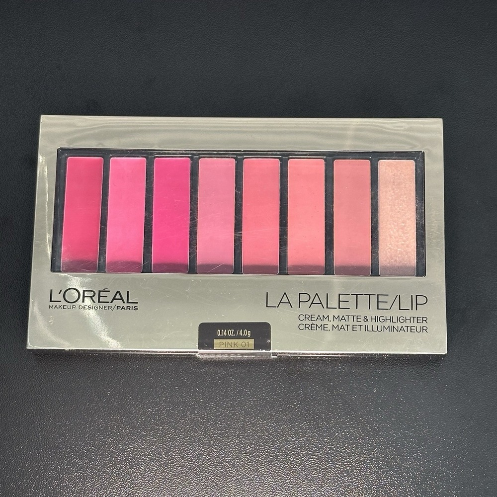 LOREAL LA PALETTE Lip Cream Matte & Highlighter Palette Pink 01 Sealed .14oz